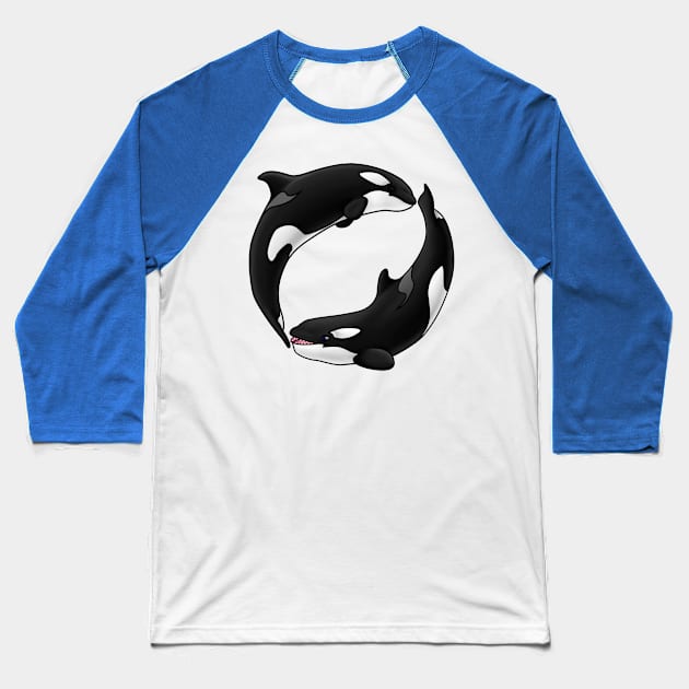 Double Orca Circle Baseball T-Shirt by Art by Aelia